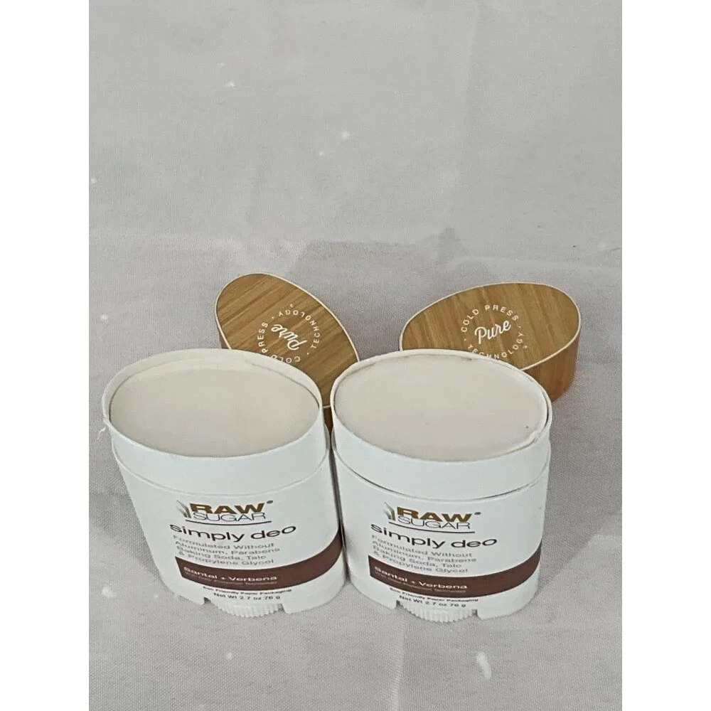 Raw Sugar‎ Set/2 Simply Deo Santal Verbena Aluminum-Free Deodorant 2.7 Oz Each